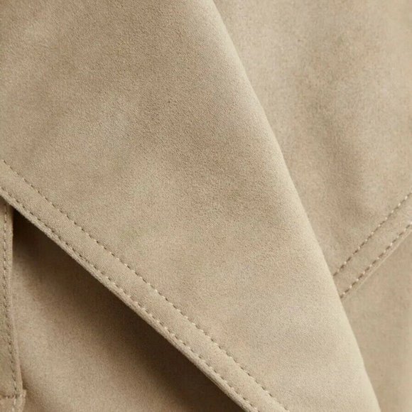 SOLD!!!Zara Camel Faux Suede Trench Coat Size S - Picture 10 of 10